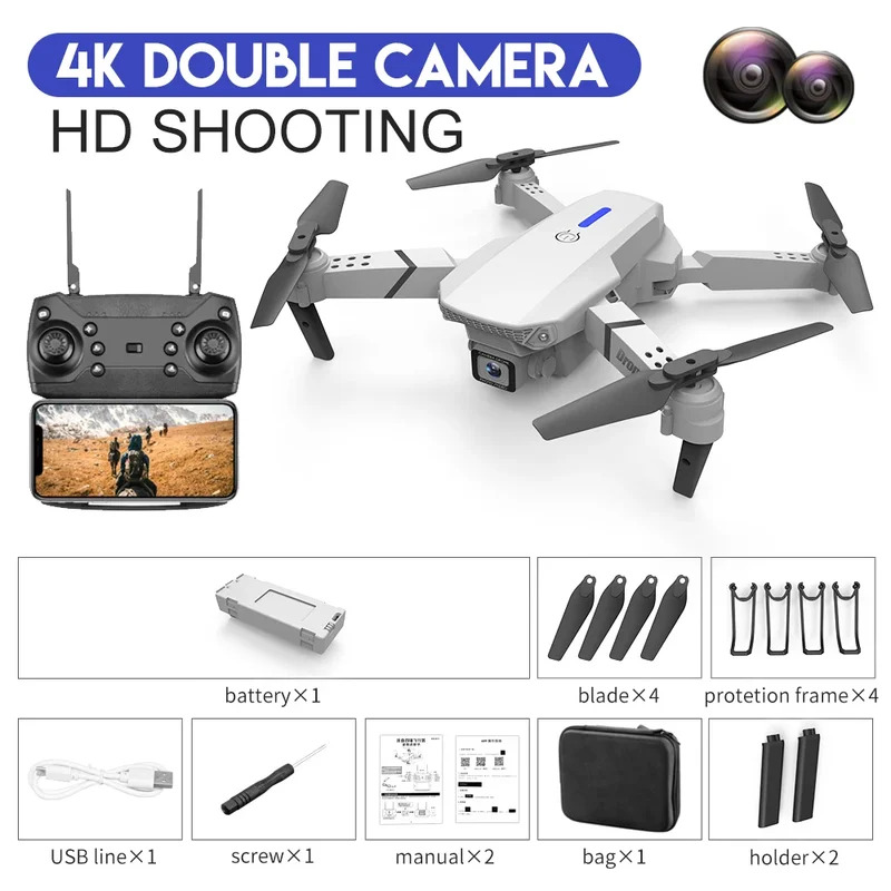 طائرة بدون طيار E88 ProIntelli - مراجعة Drone Camera 4K وسعره